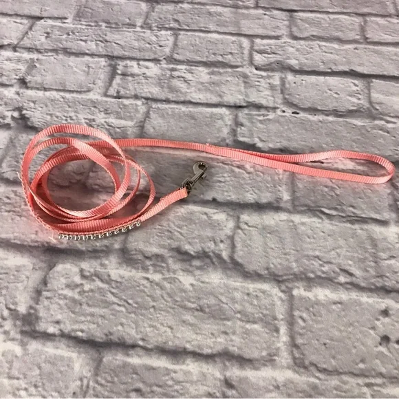 2PC SET Pet Collar and Leash Pink with Rhinestones - Picture 3 of 8